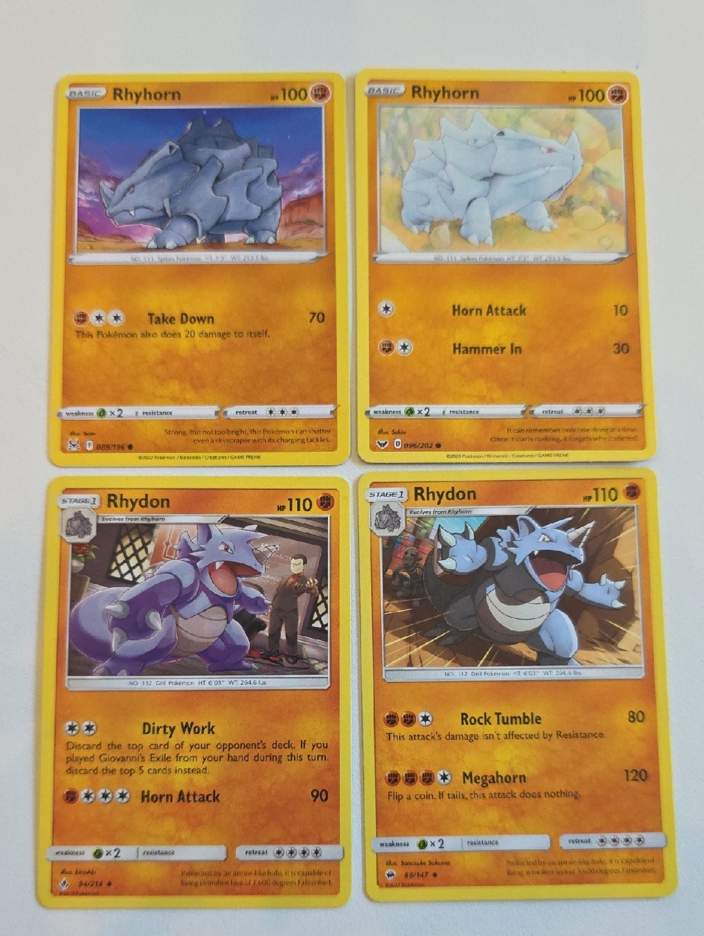 Pokemon Rhyhorn and Rhydon Cards